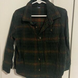 Old Navy Kids Green Plaid Corduroy Button Down Shirt